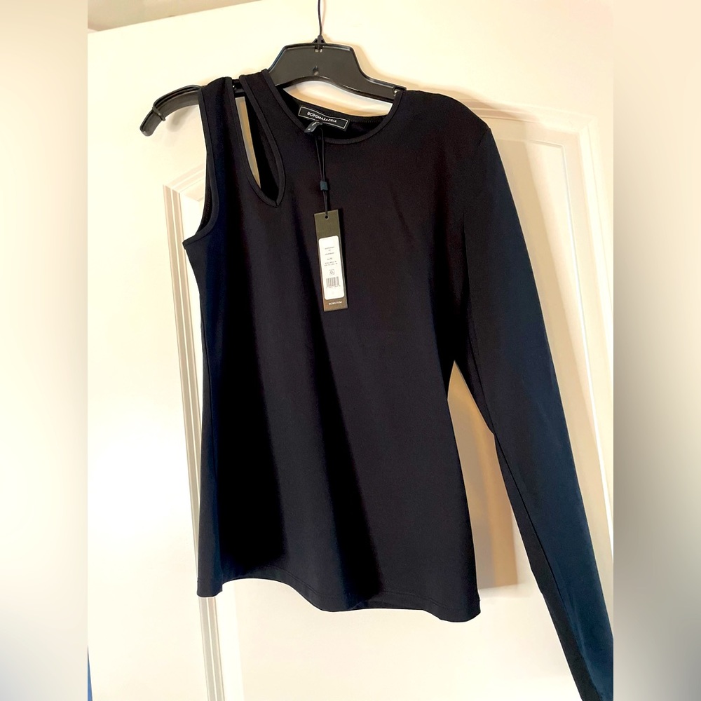 BCBGMaxAzria One Sleeve Cutout Top